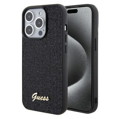 Husa pentru Apple iPhone 15 Pro, Guess, PU Square Mirror Script Logo, Neagra GUHCP15LPMSDGSK