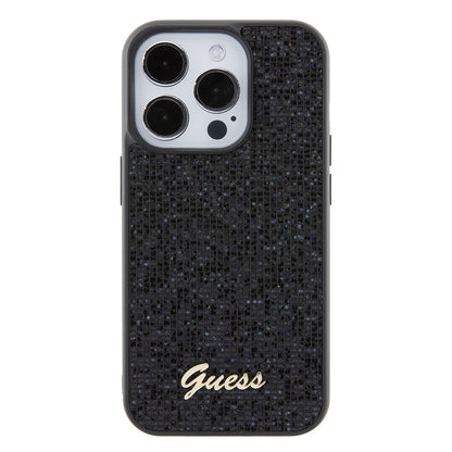 Husa pentru Apple iPhone 15 Pro, Guess, PU Square Mirror Script Logo, Neagra GUHCP15LPMSDGSK
