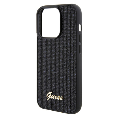 Husa pentru Apple iPhone 15 Pro, Guess, PU Square Mirror Script Logo, Neagra GUHCP15LPMSDGSK