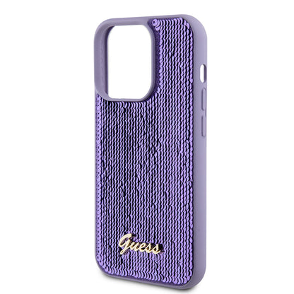 Husa pentru Apple iPhone 15 Pro, Guess, Sequin Script Metal, Mov