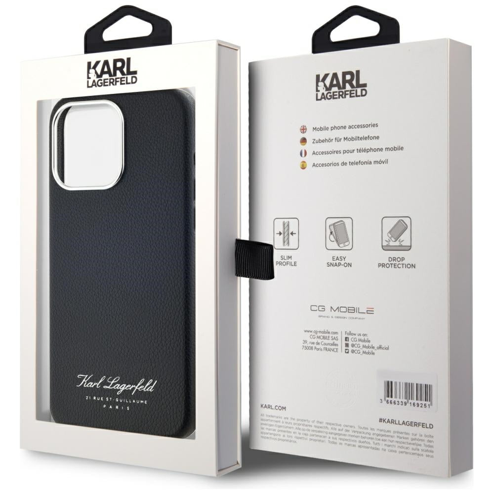 Husa pentru Apple iPhone 15 Pro, Karl Lagerfeld, Grained Hotel RSG, Neagra
