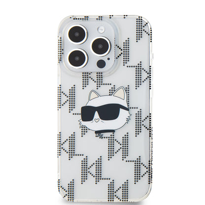 Husa pentru Apple iPhone 15 Pro, Karl Lagerfeld, IML Electroplated Choupette Head, Transparenta