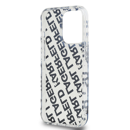 Husa pentru Apple iPhone 15 Pro, Karl Lagerfeld, IML Luxury Monogram KL Pattern with Strap, Neagra