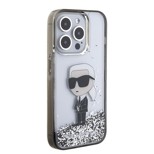 Husa pentru Apple iPhone 15 Pro, Karl Lagerfeld, Liquid Glitter Ikonik Karl, Transparenta