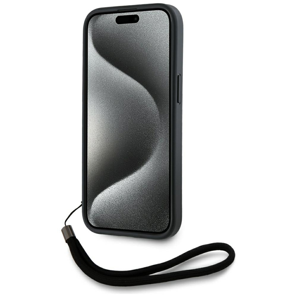 Husa pentru Apple iPhone 15 Pro, Karl Lagerfeld, Saffiano Athleisure Stripes with Strap, Rosie