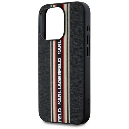 Husa pentru Apple iPhone 15 Pro, Karl Lagerfeld, Saffiano Athleisure Stripes with Strap, Rosie