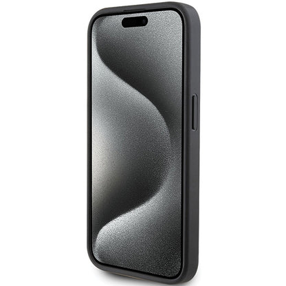 Husa pentru Apple iPhone 15 Pro, Karl Lagerfeld, Saffiano Card Slot Metal Karl & Choupette, Neagra
