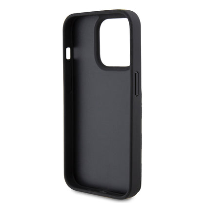 Husa pentru Apple iPhone 15 Pro, Karl Lagerfeld, Saffiano Cardslots and Stand Monogram Choupette, Neagra