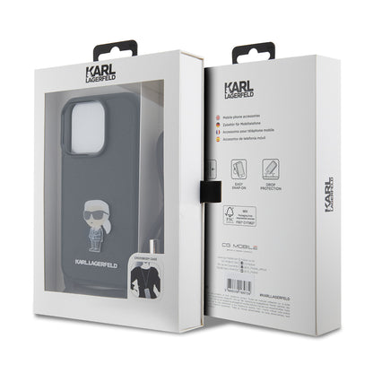 Husa pentru Apple iPhone 15 Pro, Karl Lagerfeld, Saffiano Crossbody Monogram Metal Pin Karl, Neagra