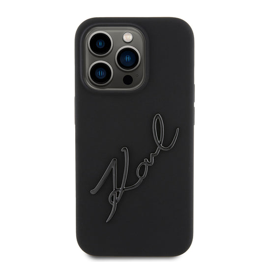 Husa pentru Apple iPhone 15 Pro, Karl Lagerfeld, Silicone Karl Script, Neagra
