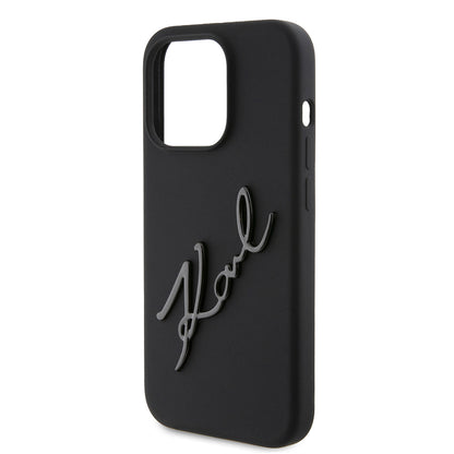 Husa pentru Apple iPhone 15 Pro, Karl Lagerfeld, Silicone Karl Script, Neagra