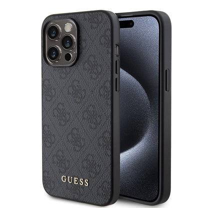 Husa pentru Apple iPhone 15 Pro Max, Guess, 4G Metal Gold Logo, Gri