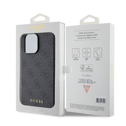 Husa pentru Apple iPhone 15 Pro Max, Guess, 4G Metal Gold Logo, Gri