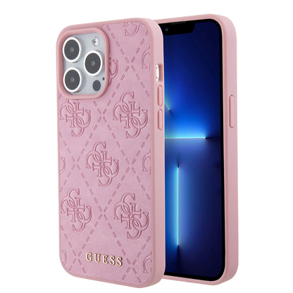 Husa pentru Apple iPhone 15 Pro Max, Guess, 4G Stamped, Roz