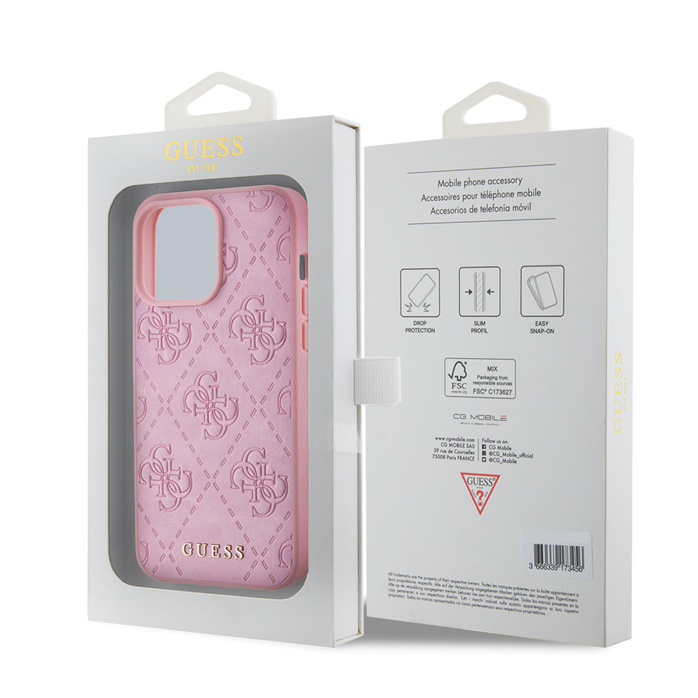 Husa pentru Apple iPhone 15 Pro Max, Guess, 4G Stamped, Roz