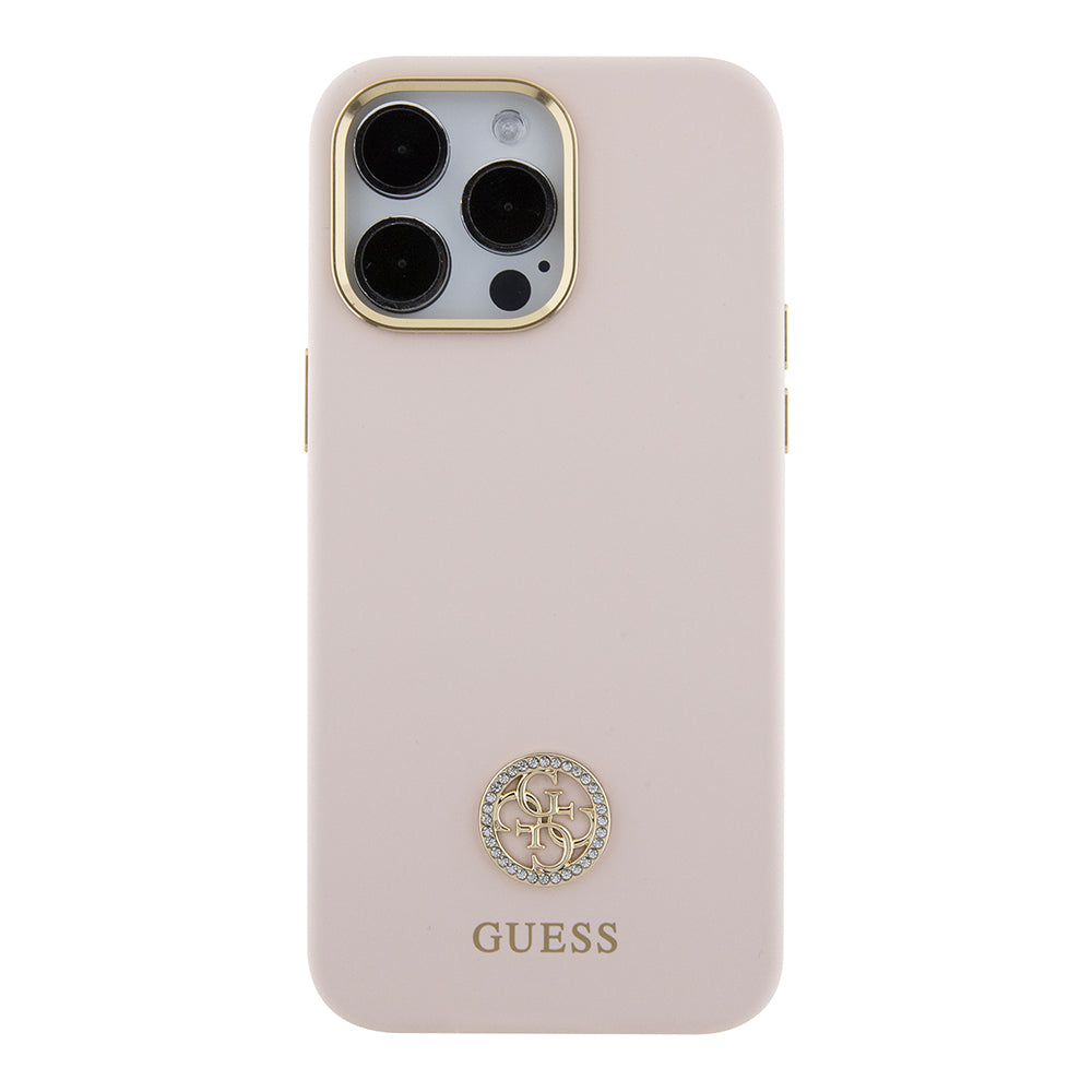 Husa pentru Apple iPhone 15 Pro Max, Guess, 4G Strass Metal Logo, Roz