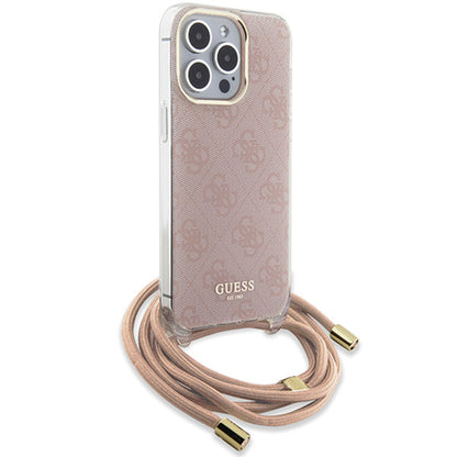 Husa pentru Apple iPhone 15 Pro Max, Guess, Crossbody Cord 4G Print, Roz