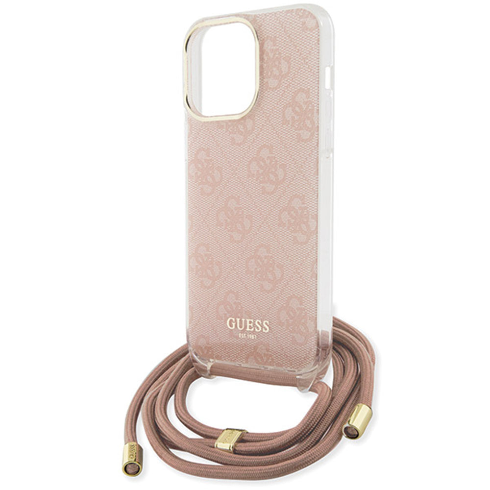 Husa pentru Apple iPhone 15 Pro Max, Guess, Crossbody Cord 4G Print, Roz