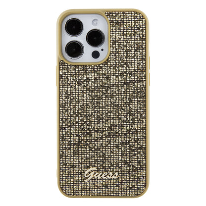 Husa pentru Apple iPhone 15 Pro Max, Guess, Disco Metal Script, Aurie
