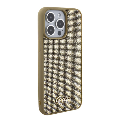 Husa pentru Apple iPhone 15 Pro Max, Guess, Disco Metal Script, Aurie