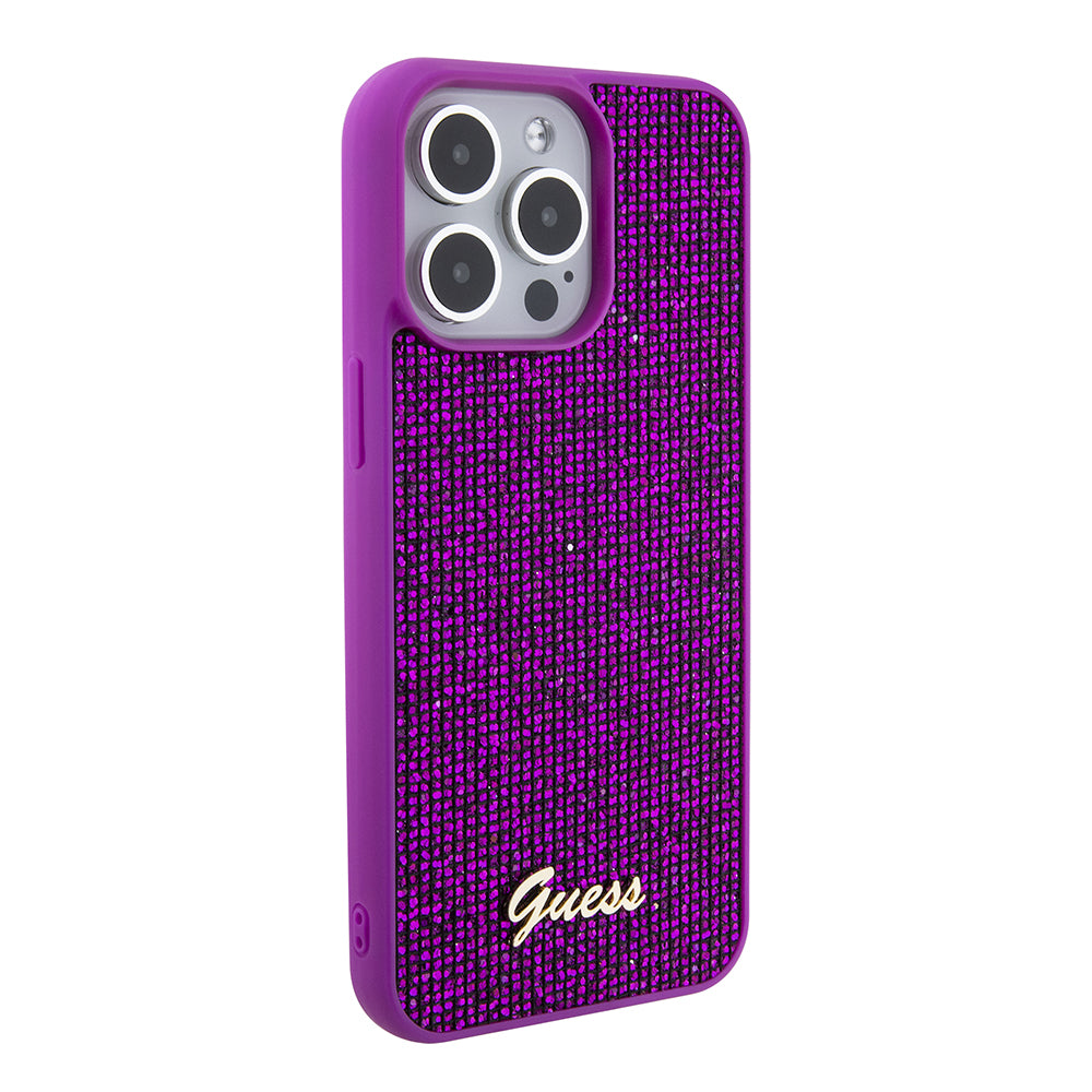 Husa pentru Apple iPhone 15 Pro Max, Guess, Disco Metal Script, Fucsia