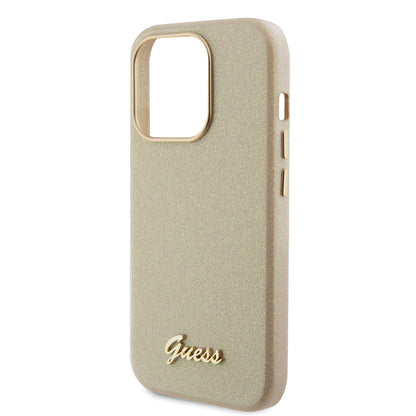 Husa pentru Apple iPhone 15 Pro Max, Guess, Glitter Glossy Script, Bej