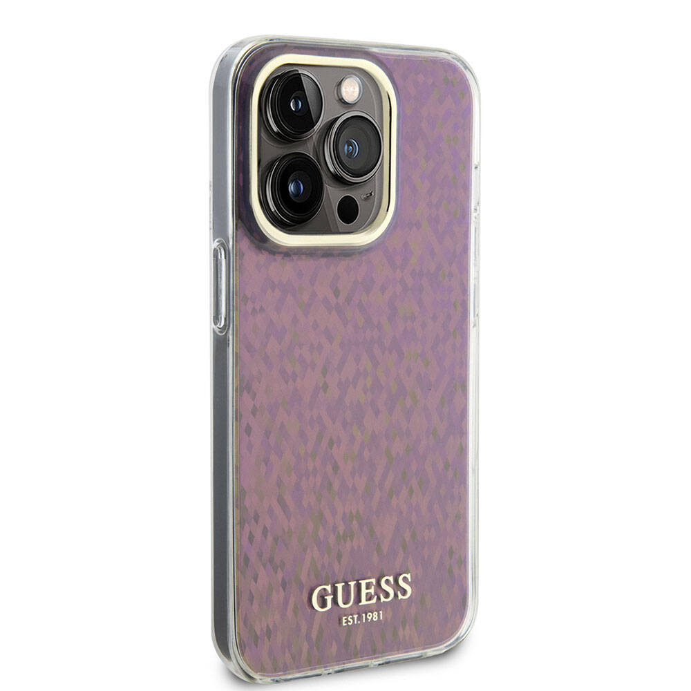 Husa pentru Apple iPhone 15 Pro Max, Guess, IML Faceted Mirror Disco Iridescent, Roz