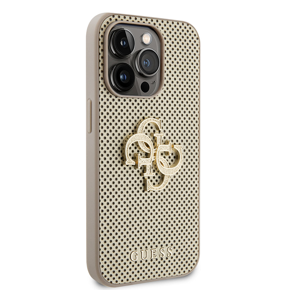 Husa pentru Apple iPhone 15 Pro Max, Guess, Perforated 4G, Aurie