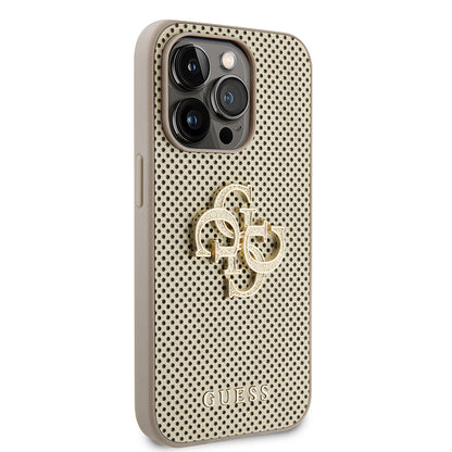 Husa pentru Apple iPhone 15 Pro Max, Guess, Perforated 4G, Aurie