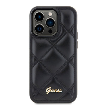 Husa pentru Apple iPhone 15 Pro Max, Guess, Quilted Metal Logo, Neagra