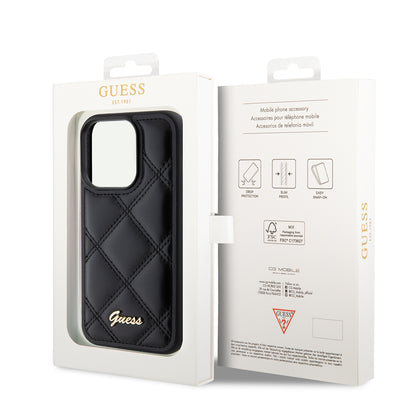 Husa pentru Apple iPhone 15 Pro Max, Guess, Quilted Metal Logo, Neagra