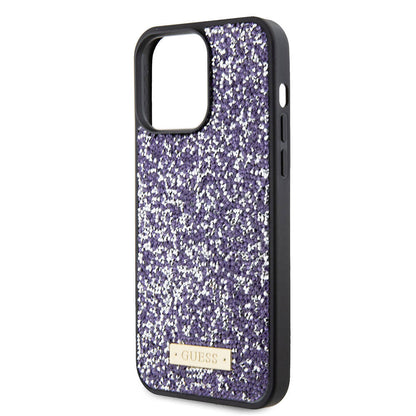 Husa pentru Apple iPhone 15 Pro, Guess, Rhinestone Metal Logo, Mov