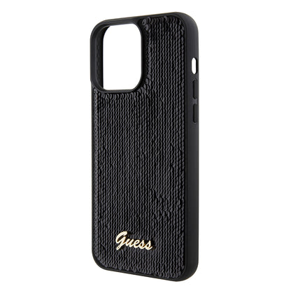 Husa pentru Apple iPhone 15 Pro Max, Guess, Sequin Script Logo, Neagra GUHCP15XPSFDGSK
