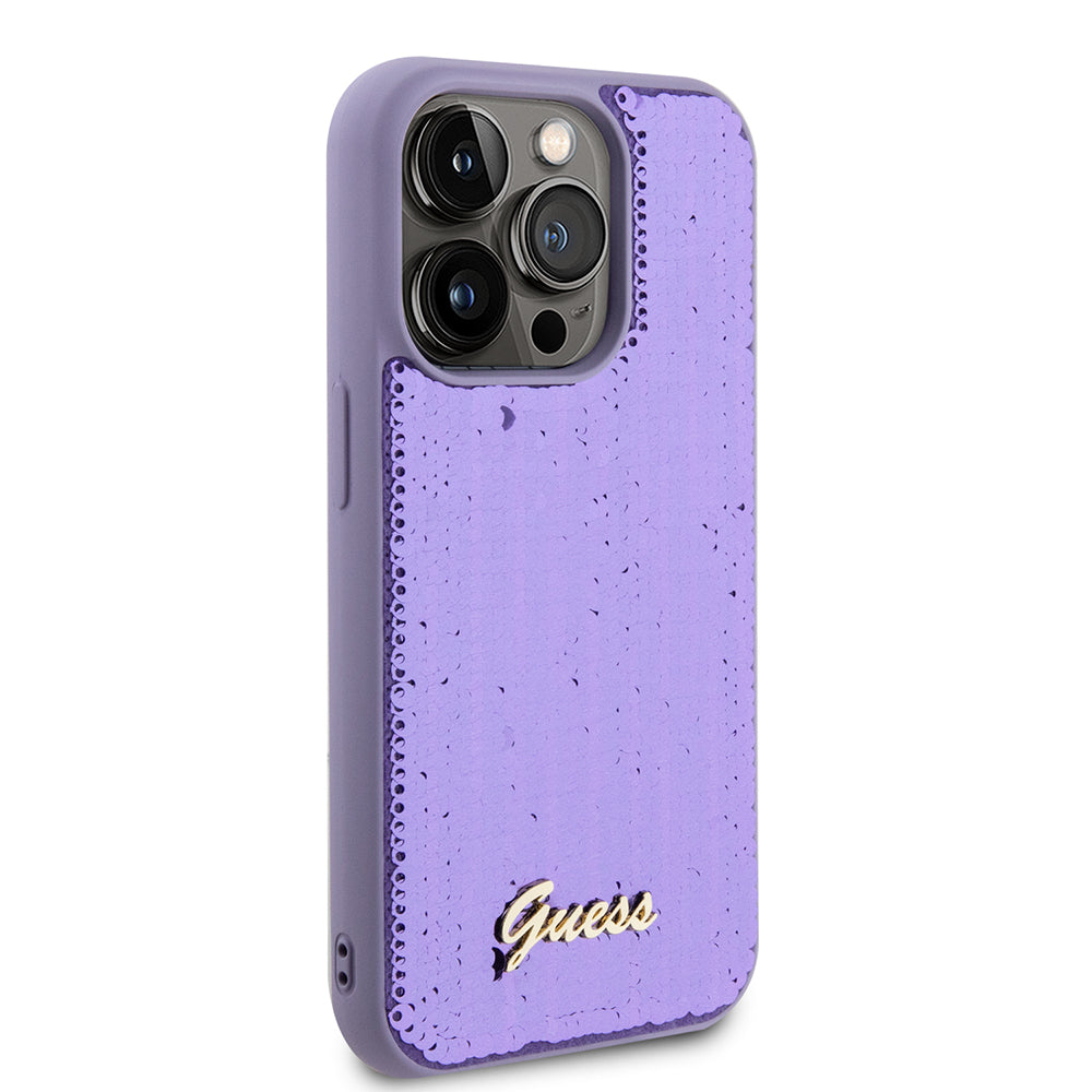 Husa pentru Apple iPhone 15 Pro Max, Guess, Sequin Script Metal, Mov