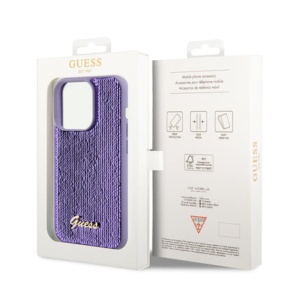 Husa pentru Apple iPhone 15 Pro Max, Guess, Sequin Script Metal, Mov