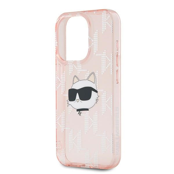 Husa pentru Apple iPhone 15 Pro Max, Karl Lagerfeld, IML Luxury Monogram Choupette's Head, Roz