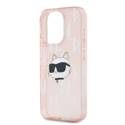 Husa pentru Apple iPhone 15 Pro Max, Karl Lagerfeld, IML Luxury Monogram Choupette's Head, Roz