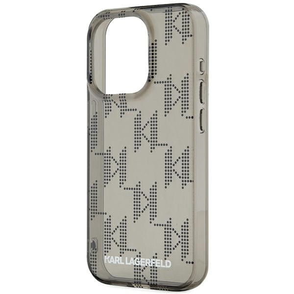 Husa pentru Apple iPhone 15 Pro Max, Karl Lagerfeld, IML Luxury Monogram KL Pattern with Strap, Neagra