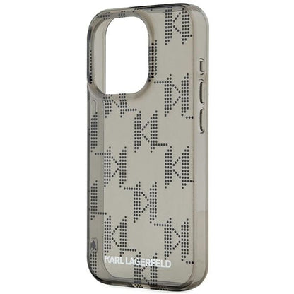 Husa pentru Apple iPhone 15 Pro Max, Karl Lagerfeld, IML Luxury Monogram KL Pattern with Strap, Neagra