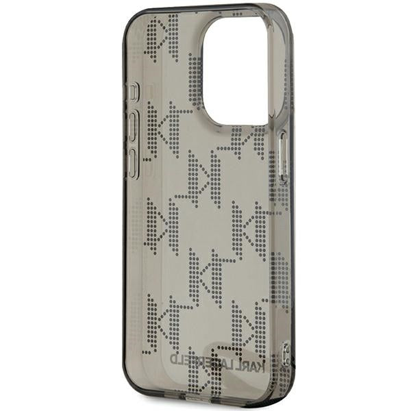 Husa pentru Apple iPhone 15 Pro Max, Karl Lagerfeld, IML Luxury Monogram KL Pattern with Strap, Neagra