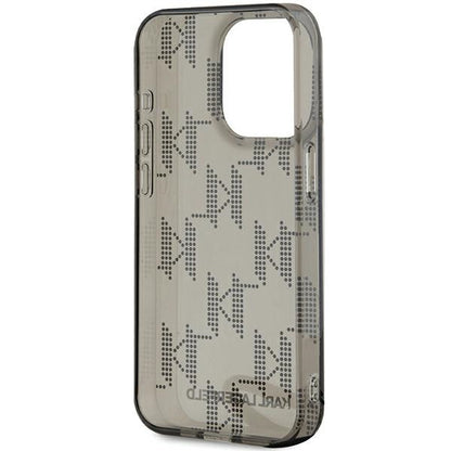 Husa pentru Apple iPhone 15 Pro Max, Karl Lagerfeld, IML Luxury Monogram KL Pattern with Strap, Neagra