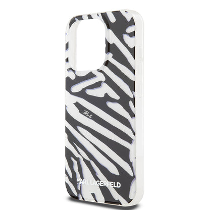Husa pentru Apple iPhone 15 Pro Max, Karl Lagerfeld, IML Luxury Zebra Pattern with Strap, Neagra