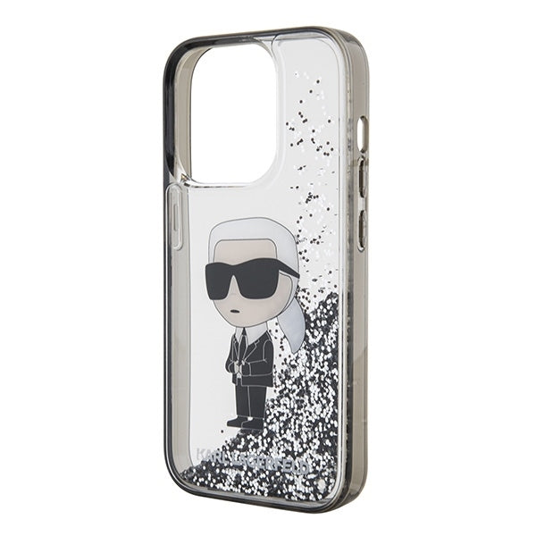 Husa pentru Apple iPhone 15 Pro Max, Karl Lagerfeld, Liquid Glitter Ikonik Karl, Transparenta