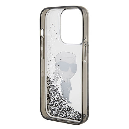 Husa pentru Apple iPhone 15 Pro Max, Karl Lagerfeld, Liquid Glitter Ikonik Karl, Transparenta