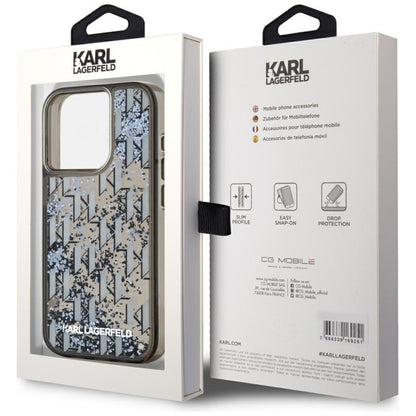 Husa pentru Apple iPhone 15 Pro Max, Karl Lagerfeld, Liquid Glitter Monogram, Neagra