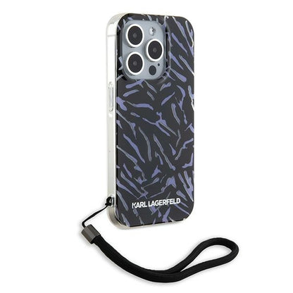 Husa pentru Apple iPhone 15 Pro Max, Karl Lagerfeld, Zebra with Cord Strap, Mov