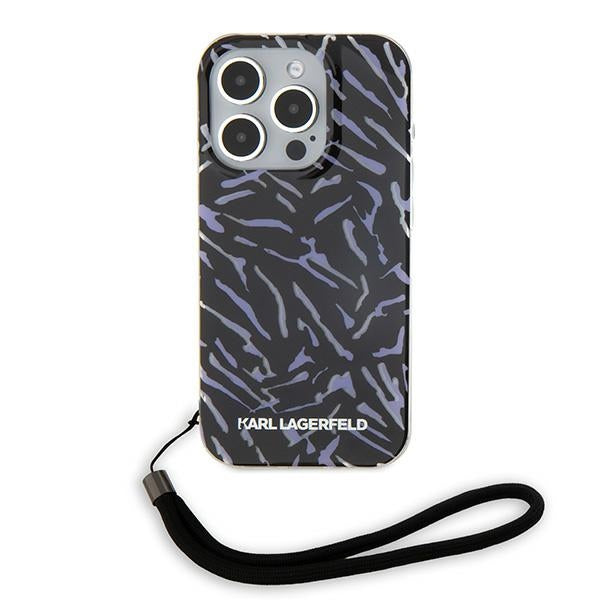 Husa pentru Apple iPhone 15 Pro Max, Karl Lagerfeld, Zebra with Cord Strap, Mov