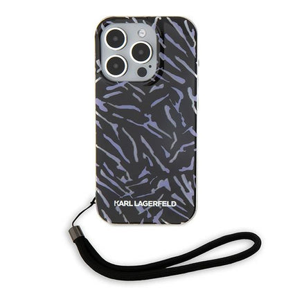 Husa pentru Apple iPhone 15 Pro Max, Karl Lagerfeld, Zebra with Cord Strap, Mov