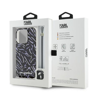 Husa pentru Apple iPhone 15 Pro Max, Karl Lagerfeld, Zebra with Cord Strap, Mov