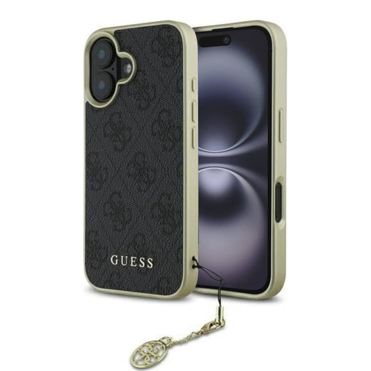 Husa pentru Apple iPhone 16, Guess, 4G Charm, Neagra